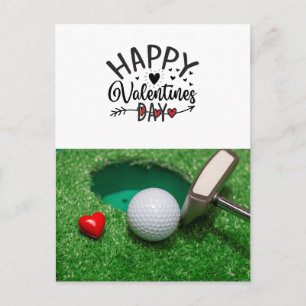 Carte Postale Golf Saint Valentin avec balles de golf pour Golfe