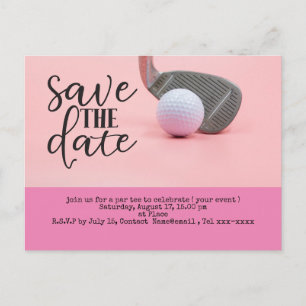 Carte Postale Golf sauve la date avec balle de golf pour femme r