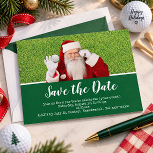 Carte Postale Golf sauve la date avec le Père Noël pour Noël