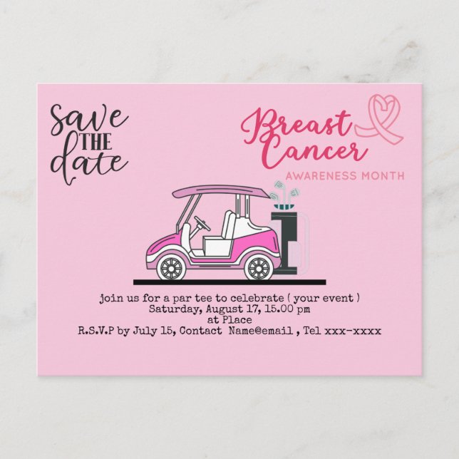 Carte Postale Golf sauve la date Sensibilisation au cancer du se (Devant)