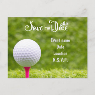 Carte Postale Golf Sauvez la date avec des balles de golf sur l'