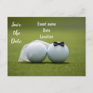 Carte Postale Golf Save the Date avec balles de golf sur mariage