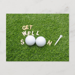 Carte Postale Golf Soyez bien bientôt avec le texte et la balle 