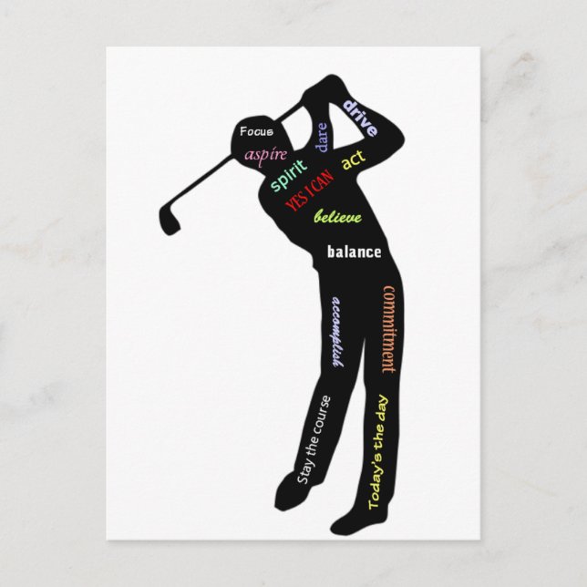 Carte Postale Golf, Sport, Motivation Mots (Devant)