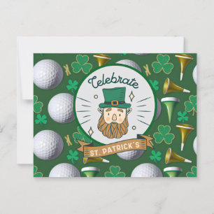 Carte Postale Golf St. Patrick's Day avec Golf ball pour Golfer