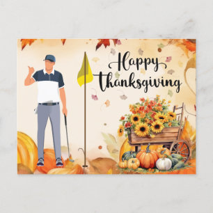 Carte Postale Golf Thanksgiving Accueil d'automne pour Golfer