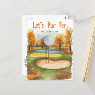 Carte Postale Golf Thanksgiving Party Autumn Golf Course
