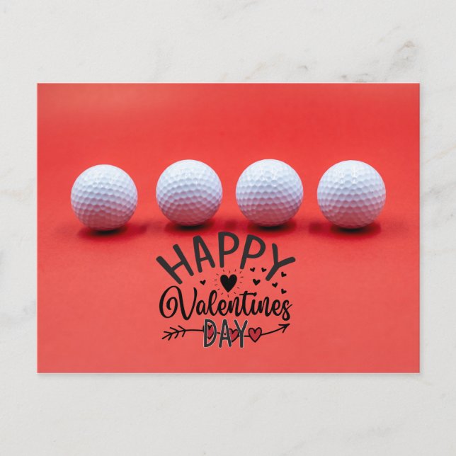 Carte Postale Golf Valentine's Day avec balles de golf sont sur  (Devant)