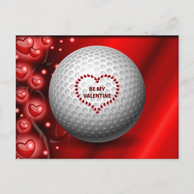 Carte Postale Golfer - Be My Valentine Card (Devant)