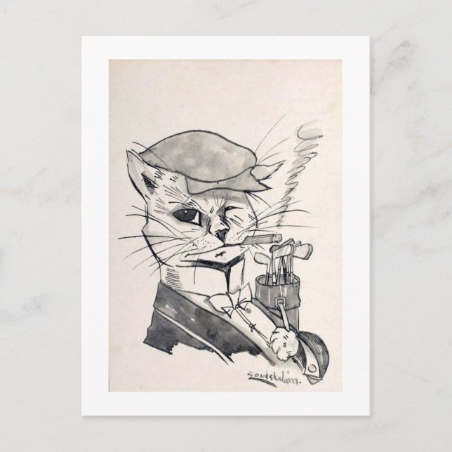 Carte Postale Golfer Cat, Louis Wain (Devant)