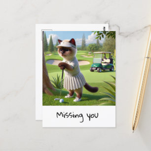 Carte Postale Golfer Cat vous manque
