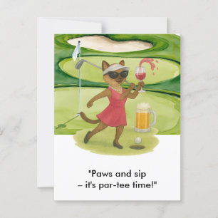 Carte Postale Golfer met du vert pour les Amoureux de les chats