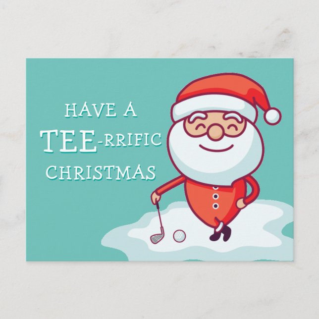 Carte Postale Golfer Santa Claus (Devant)