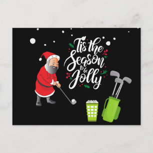 Carte Postale Golfer Santa Claus balle de golf à neige Noël