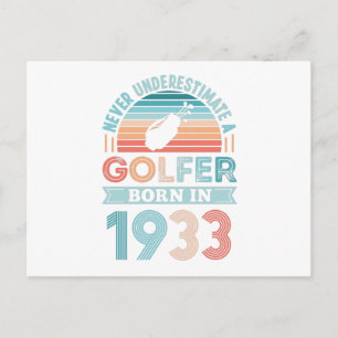 Carte Postale Golfeur né en 1933 Cadeau d'anniversaire 90 ans Pa