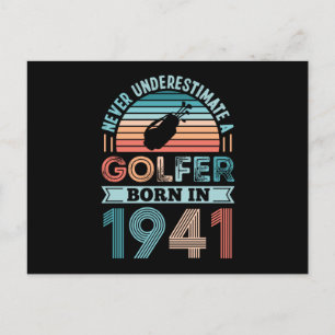 Carte Postale Golfeur né en 1941 Cadeau d'anniversaire 80 ans Pa