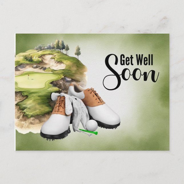 Carte Postale Golfeur, rétablissez-vous vite Golfeur  (Devant)