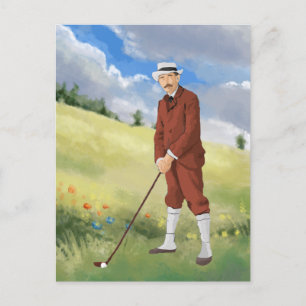 Carte Postale golfeur vintage dans la rudesse