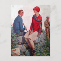 Carte postale Golfeurs vintages hors limites