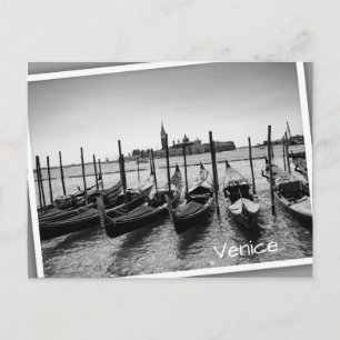 Carte Postale Gondolas à Venise en noir et blanc