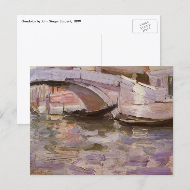 Carte Postale Gondoles par John Singer Sargent, Art Impressionni (Devant / Derrière)