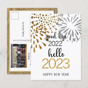 Carte Postale Good Bye 2022 Hello 2023 Festive d'affaires Firewo