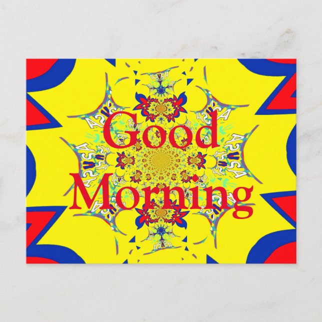 Carte Postale Good Morning Colorful Bright floral damask (Devant)