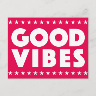 Carte Postale Good Vibes Big White Text Logo Stars Motivation