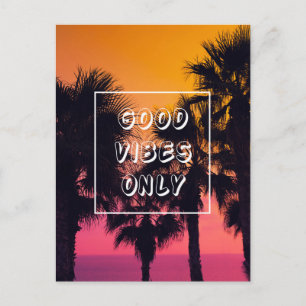 Carte Postale "Good Vibes Only" Coucher de soleil des palmiers t