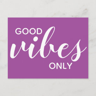 Carte Postale Good Vibes uniquement Affirmation positive violet