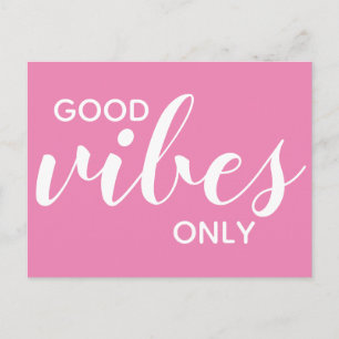 Carte Postale Good Vibes Uniquement Positivité Affirmation Rose