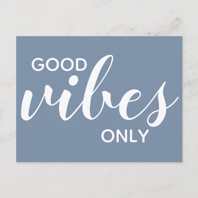 Carte Postale Good Vibes uniquement Positivity Affirmation Bleu (Devant)