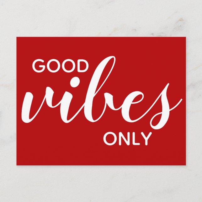 Carte Postale Good Vibes uniquement Positivity Affirmation Rouge (Devant)