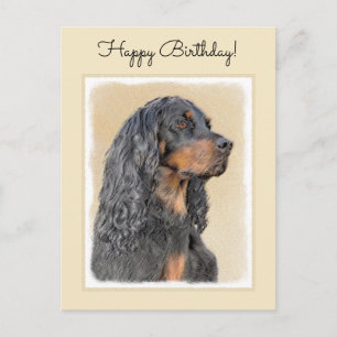 Carte Postale Gordon Setter Peinture - Joli art original chien