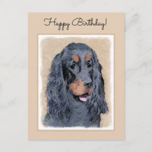 Carte Postale Gordon Setter Peinture - Joli art original chien