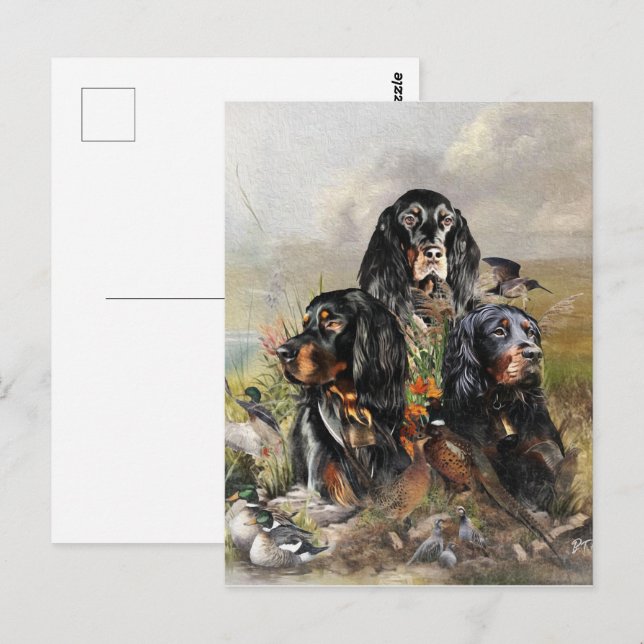 Carte Postale Gordon Setters, Passion pour les oiseaux, Art (Devant / Derrière)