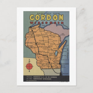 Carte Postale Gordon, Wisconsin - Scènes de grandes lettres