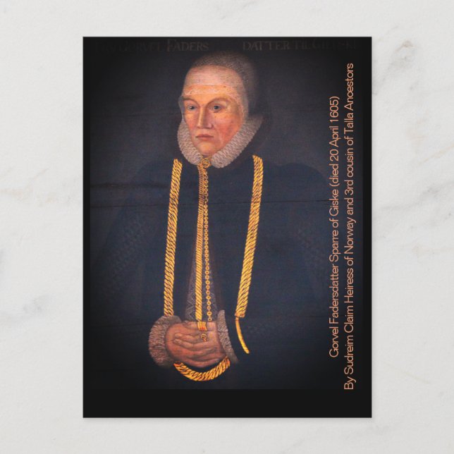 Carte Postale Gorvel Fadersdatter Sparre de Giske (mort en 1605) (Devant)