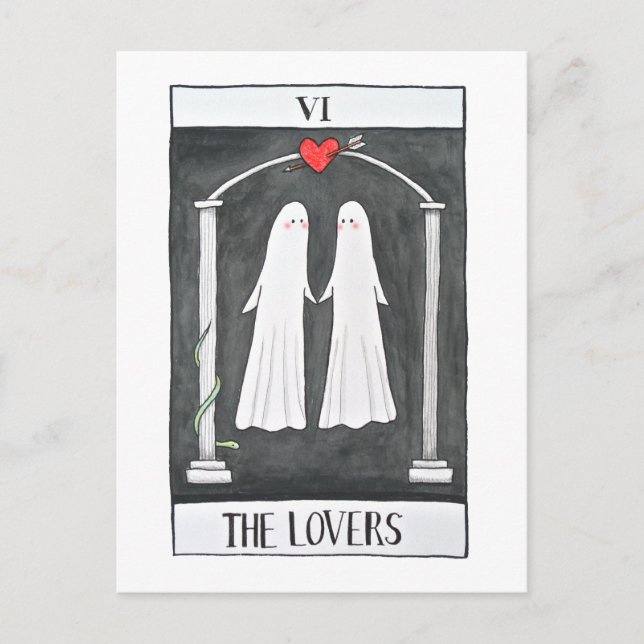 Carte Postale Goth Art Tarot Amateurs mignon couple fantôme Grap (Devant)