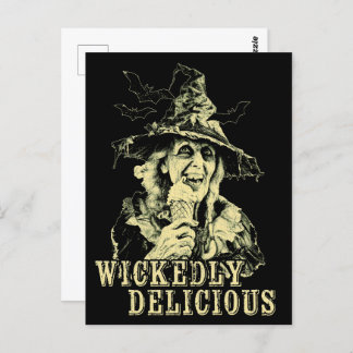 Carte Postale Goth été Éffrayante sorcière avec crème glacée