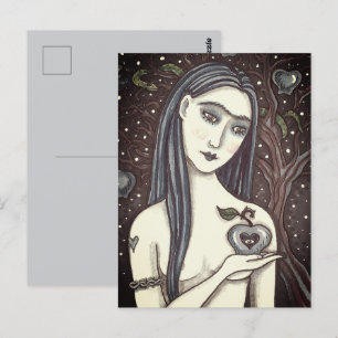 CARTE POSTALE GOTH EVE, JARDIN SOMBRE D'EDEN, FEMME, SERPENT