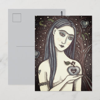 CARTE POSTALE GOTH EVE, JARDIN SOMBRE D'EDEN, FEMME, SERPENT