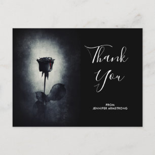 Carte Postale Goth Rose noir goutte de sang Macabre Merci