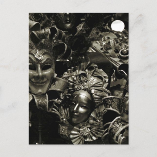 Carte Postale Gothic Dark Masquerade Masks Black and White (Devant)