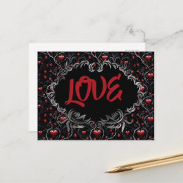 Carte Postale Gothic Hearts LOVE Valentine