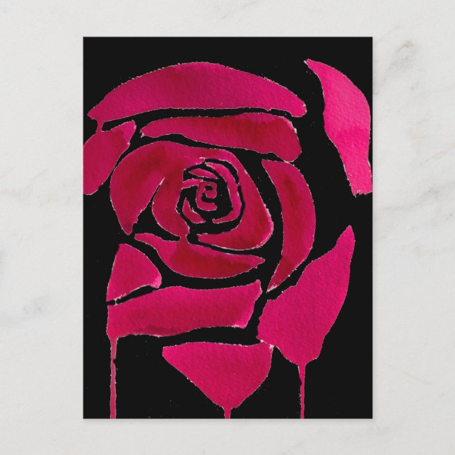 Carte Postale Gothique abstrait rose aquarelle art original (Devant)