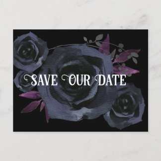 Carte Postale Gothique Black Rose Photo Enregistrer notre date C