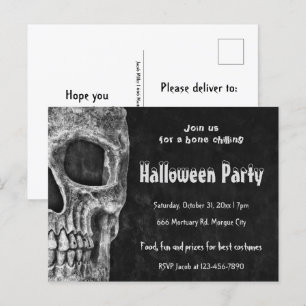 Carte Postale Gothique Crâne Halloween Parti Budget Éffrayant