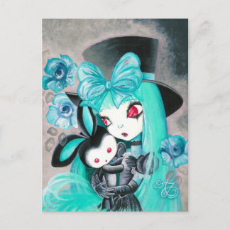 Carte Postale Gothique Douce Fille Avec Lapin