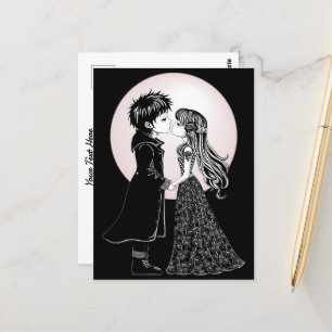 Carte Postale Gothique Emo Enfants Kiss Valentine's Day